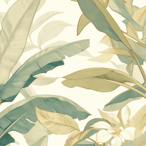 Banana Leaf Mural Wallpaper | Pastel Colors and White Background