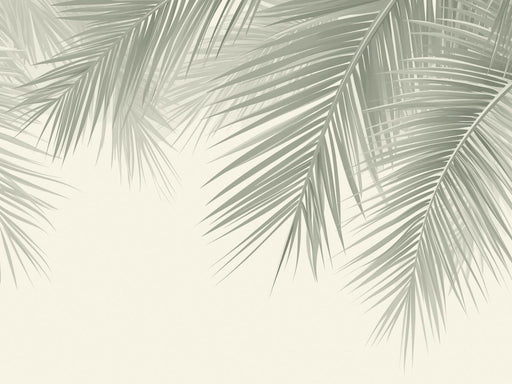 Palm Leaves Mural Wallpaper | Green on Pastel Background