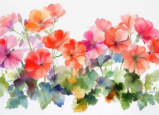 Floral Wallpaper | Geranium in Pink and Red Tones