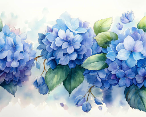 Floral Wallpaper | Blue Hydrangeas in Painting