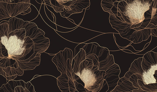 Floral Mural Wallpaper | Black and Gold