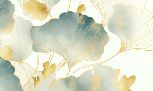 Floral Mural Wallpaper | Pastel Gold and Green Painting