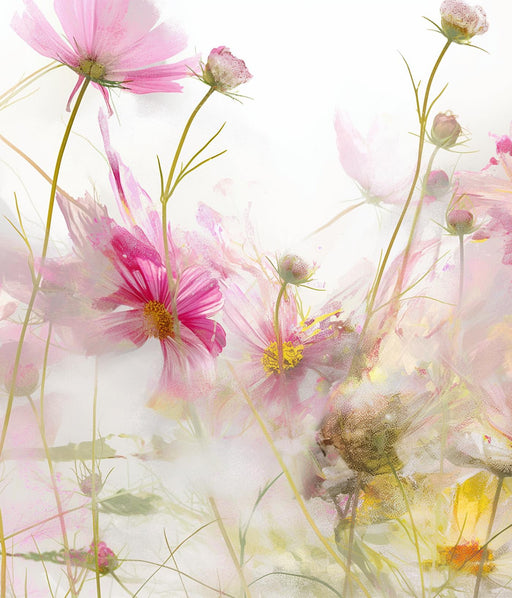 Wildflower Mural Wallpaper | Pastel Paint