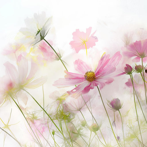 Wildflower Mural Wallpaper | Pastel Pink