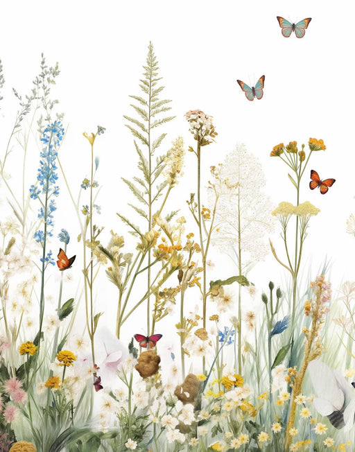 Wildflower Mural Wallpaper | Flight of Butterflies