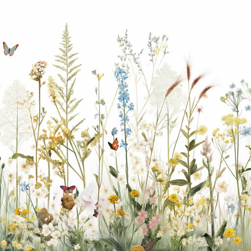 Wildflower Mural Wallpaper | Flight of Butterflies