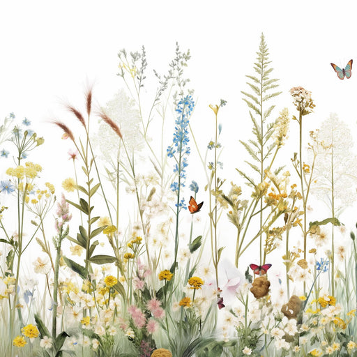 Wildflower Mural Wallpaper | Flight of Butterflies