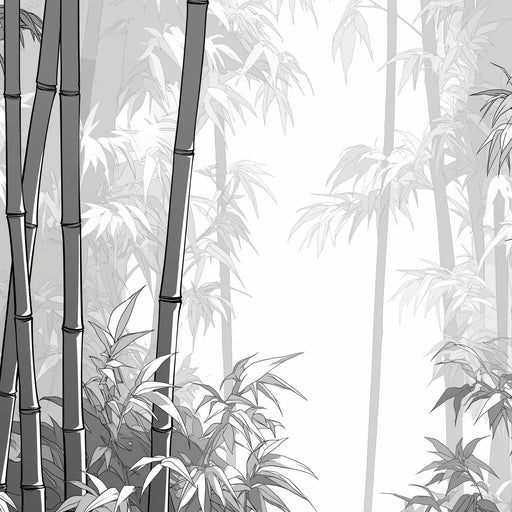 Bamboo Forest Mural Wallpaper | Black and White Monochrome Design