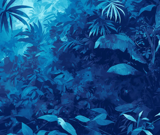 Tropical Forest Mural Wallpaper | Midnight Blue