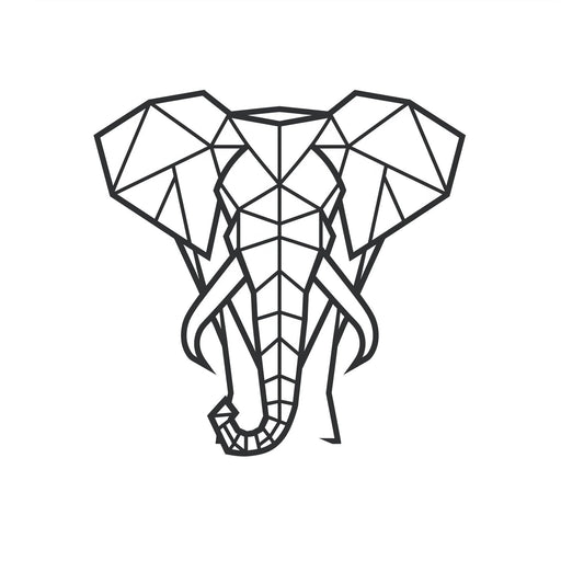 Geometric Animal Mural Wallpaper | Black and White Elephant