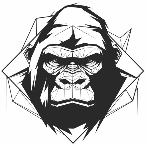 Animal Geometric Mural Wallpaper | Kong in Black and White