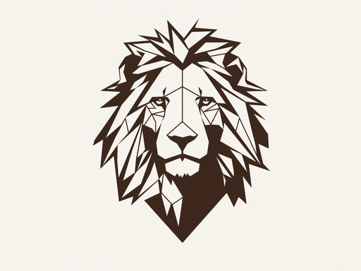 Geometric Animal Mural Wallpaper | Lion Head on Beige Background