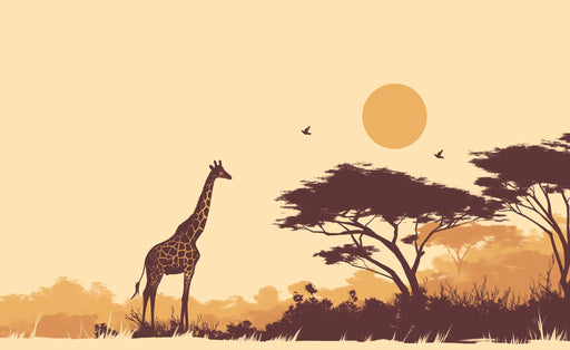 Giraffe Mural Wallpaper | Sunset in the Savannah