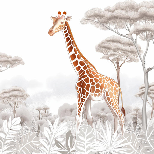 Giraffe Mural Wallpaper | Black and White