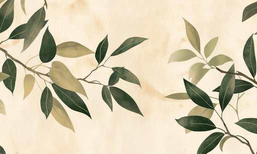 Japandi Mural Wallpaper | Shades of Beige and Green