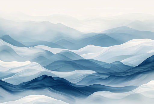 Japandi Mural Wallpaper | Waves with Shades of Blue