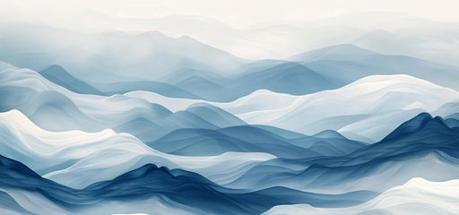 Japandi Mural Wallpaper | Waves with Shades of Blue