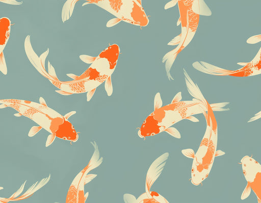 Japanese Wallpaper | Red and Orange Koi Mural Wallpaper