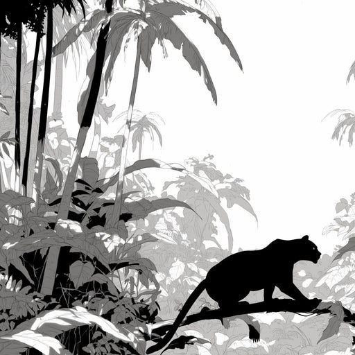 Black and White Jungle Mural Wallpaper | Black Panther