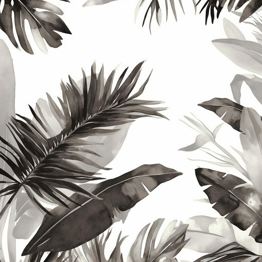 Black and White Jungle Mural Wallpaper | Watercolor Style