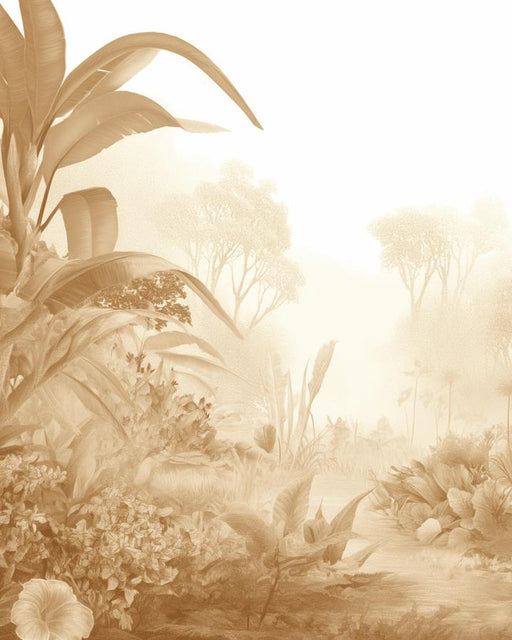 Wild Jungle Mural Wallpaper | Monochrome Caramel Shade