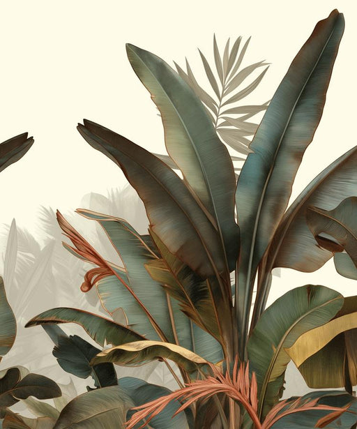 Wild Jungle Wallpaper | Large Green Toned Leaves