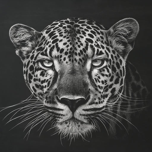 Leopard Mural Wallpaper | Black and White Hand-Drawn Portrait