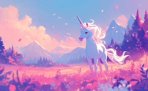 Unicorn Wallpaper | Meadow and Mountain