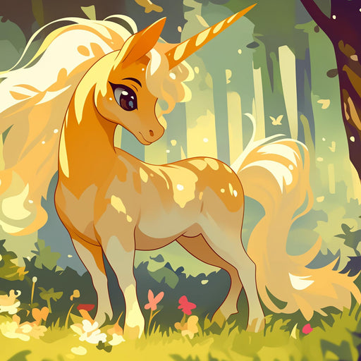 Golden Unicorn Mural Wallpaper | Enchanted Forest