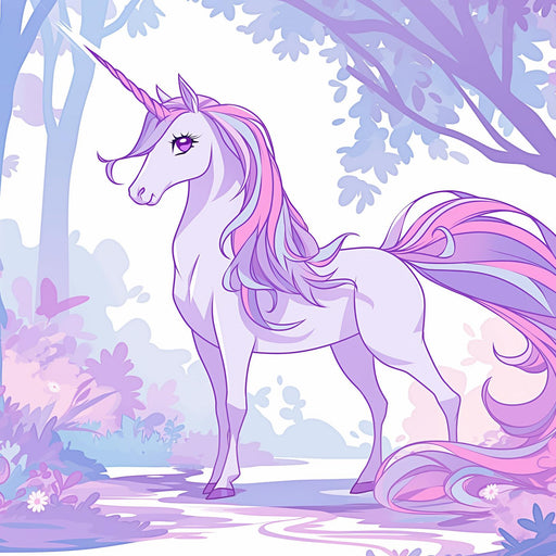 Unicorn Forest Mural Wallpaper | Mauve Tones