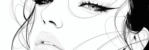 Line Art Mural Wallpaper | Woman with Intense Gaze