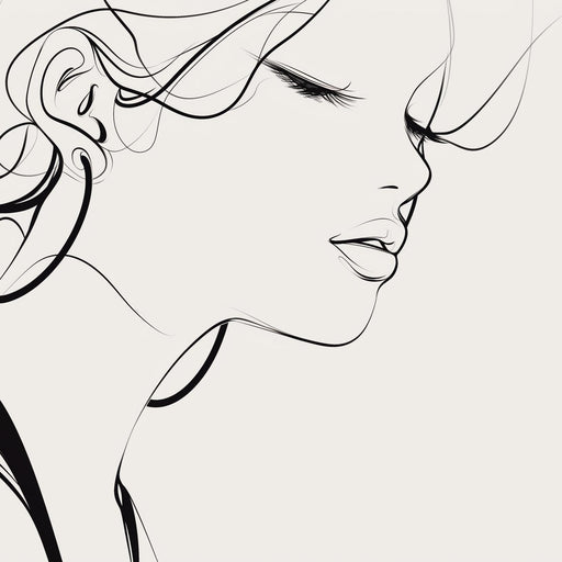 Line Art Mural Wallpaper | Woman in Black and Beige