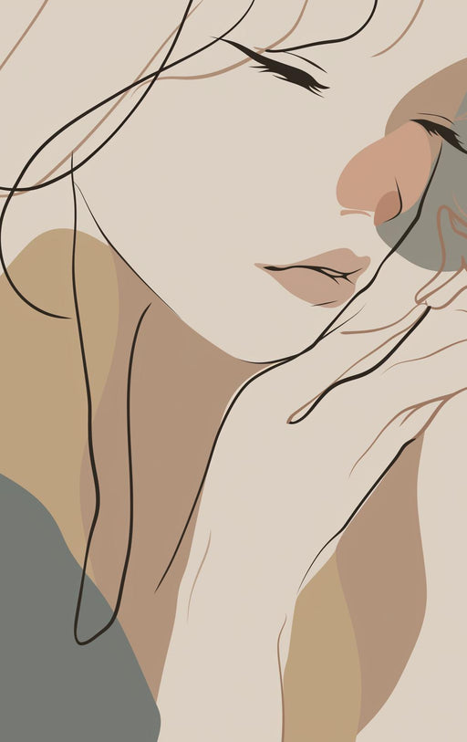 Line Art Mural Wallpaper | Colorful Face