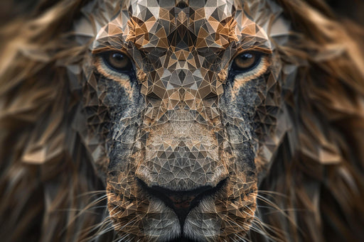 Lion Mural Wallpaper | Portrait with Geometric Lines
