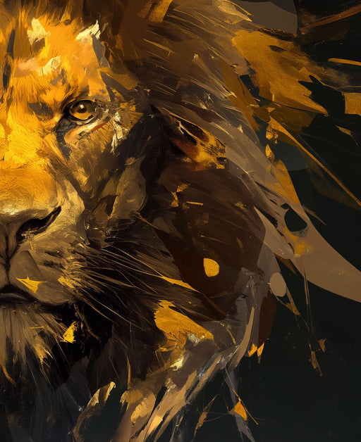 Lion Mural Wallpaper | Black and Gold Portrait
