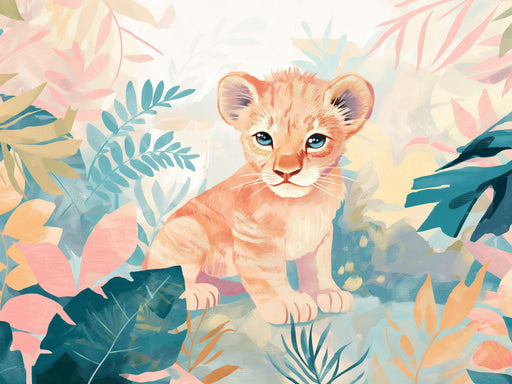 Lion Cub Wallpaper | Pastel Jungle