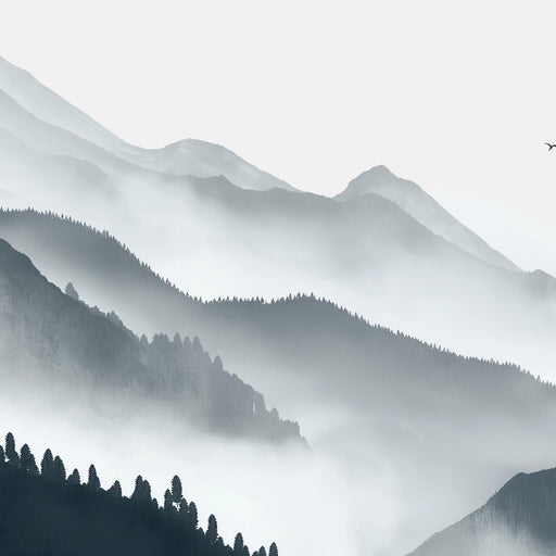 Mountain Mural Wallpaper | Monochrome Japandi
