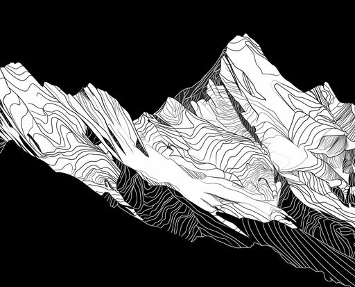 Mountain Mural Wallpaper | Black and White Graphic Style