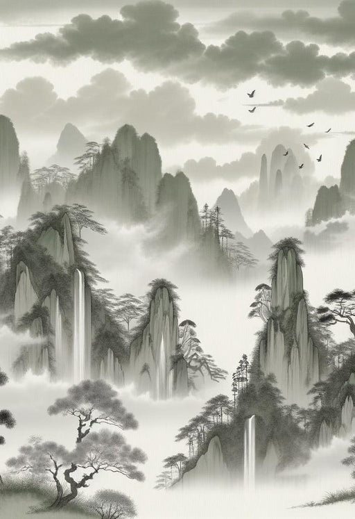 Japanese Mountain Wallpaper | Mountainous Relief with Cloudy Sky