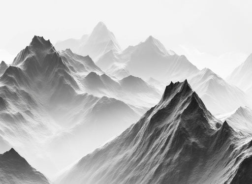 Black and White Mountain Mural Wallpaper | Monochrome
