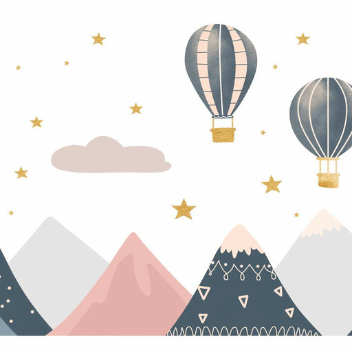 Hot Air Balloon Mural Wallpaper | Stars and Mountains