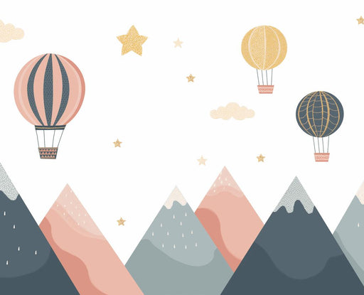 Hot Air Balloon Mural Wallpaper | Colorful Mountains