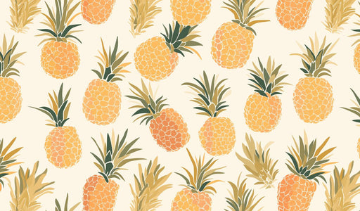 Pineapple Pattern Mural Wallpaper | White Background