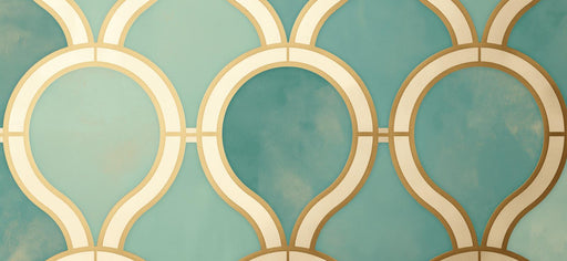 Geometric Pattern Mural Wallpaper | Green and Gold