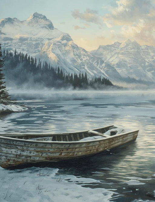 Nature Wallpaper | Boat and Winter Landscape