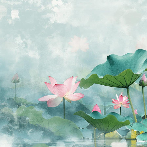 Water Lily Mural Wallpaper | Contemporary Painting