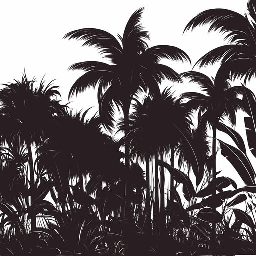 Black and White Mural Wallpaper | Tropical Oasis