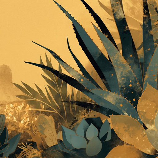 Black and Gold Mural Wallpaper | Desert Cactus