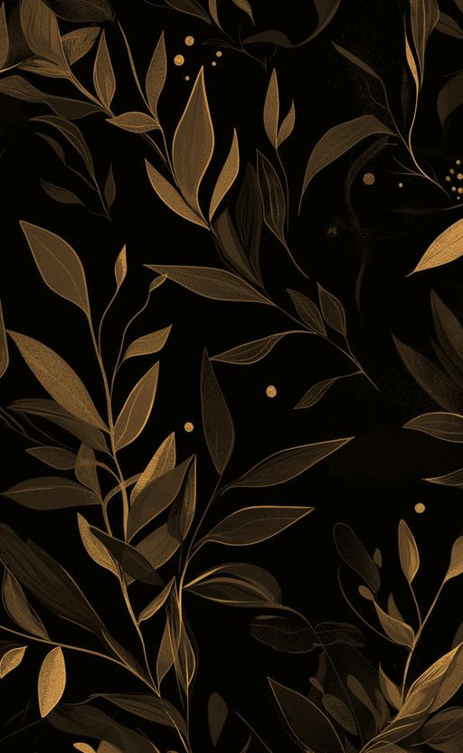 Black and Gold Mural Wallpaper | Olive Leaves
