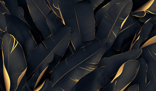 Black and Gold Mural Wallpaper | Banana Leaves